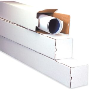 Square Mailing Tubes - White Corrugated